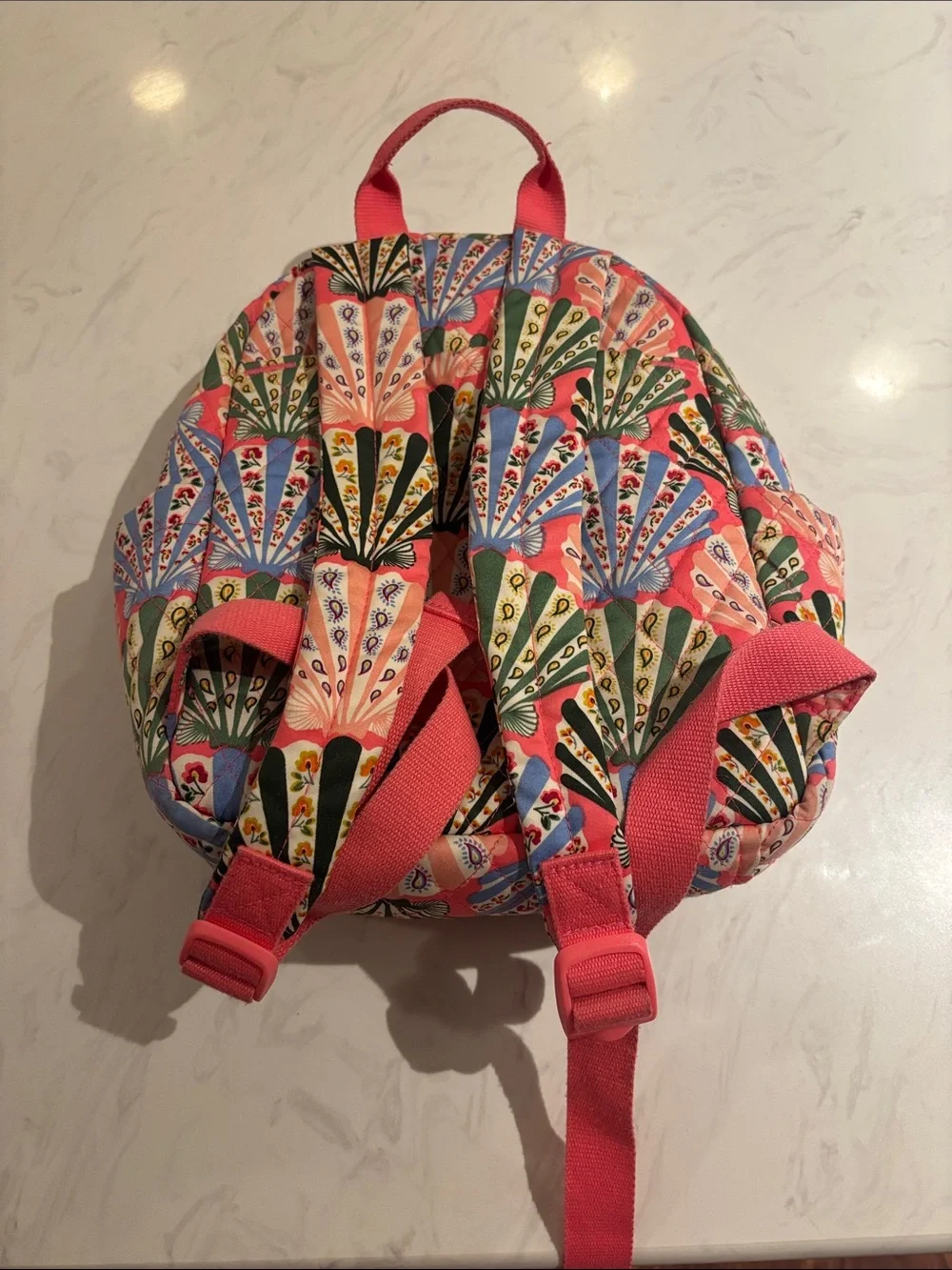 Vera Bradley Cottage Shells Coral Shell-Print Quilted Backpack